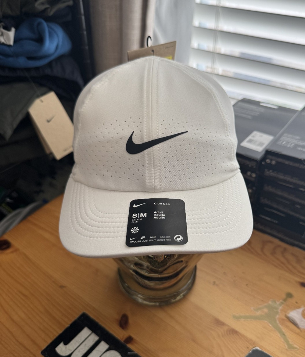 Nike Court AeroBill Advantage Tennis Cap Hat White Black Size M/L FD6638 102 NEW